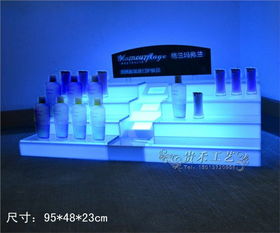 供应高档化妆品展示架 蓝色水晶LED灯箱产品架点亮彩妆陈列新视界